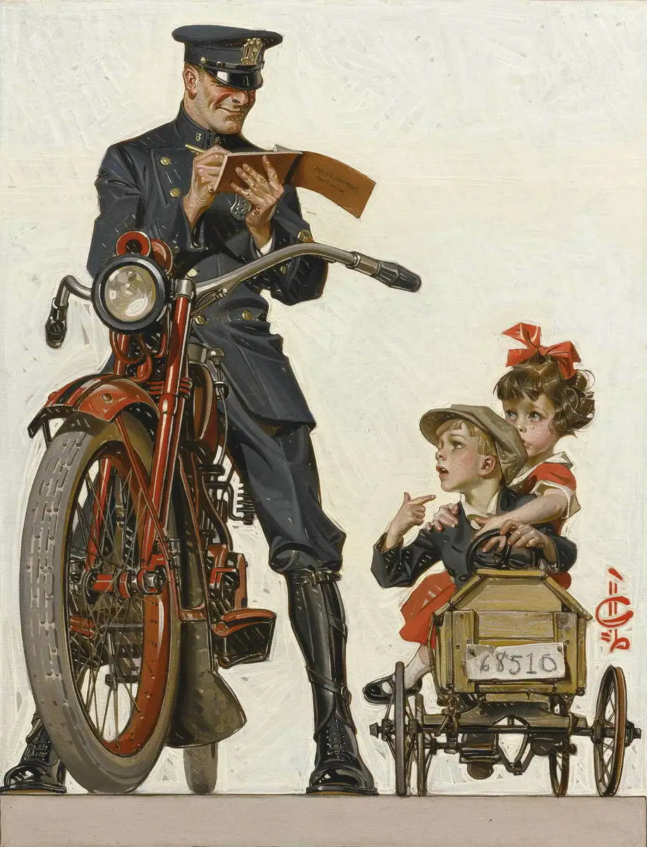 Joseph Christian Leyendecker Traffic Stop Print Art Canvas Poster For Living Room Decoration Home Wall Decor Picture