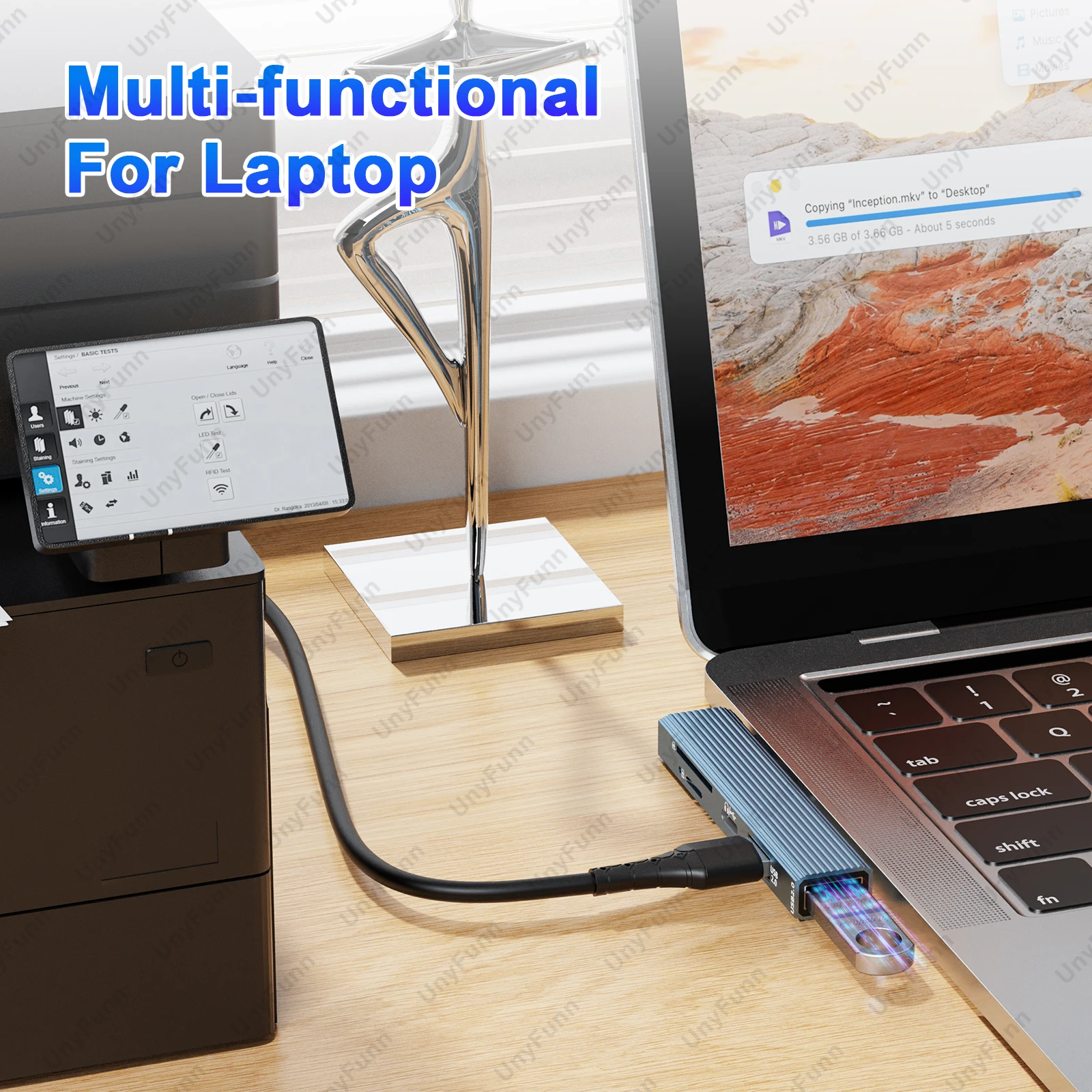 5in1 USB HUB3.0 with TF SD Card Reader TYPE-C Data Sync Audio Port for Macbook Laptop USB C Memory Card OTG Adapter for iPad &PC