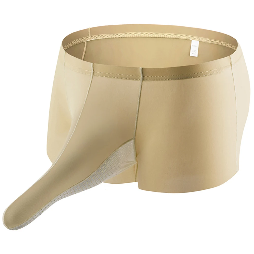 الملاكم الملابس الداخلية بيكيني تنفس ملخصات الأنف الكلسون الحقيبة مثير بسط السروال الجليد شبكة الحرير الرجال الملابس الداخلية #3
