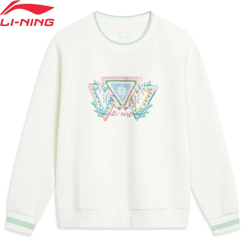 Li-Ning Women Sports Style Sweatshirt Loose Fit AT DRY BASE 47%Polyester 38%Cotton LiNing Fitness Comfortable Top AWDT374