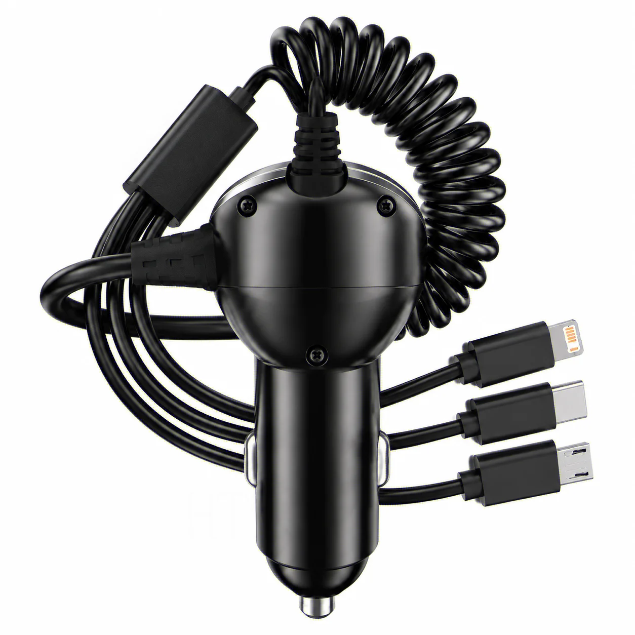3 in 1, Coiled/Retractable Spring Cable, LED Voltmeter, Voltage Display, PD QC  Charging