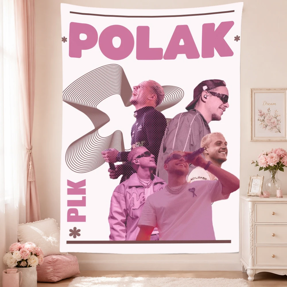 Pink PLK Polak Rapper Tapestry Wall Hanging French Hip Hop Singer Wall Cloth Bedroom Dorm Living Room Background Decor Music Fan