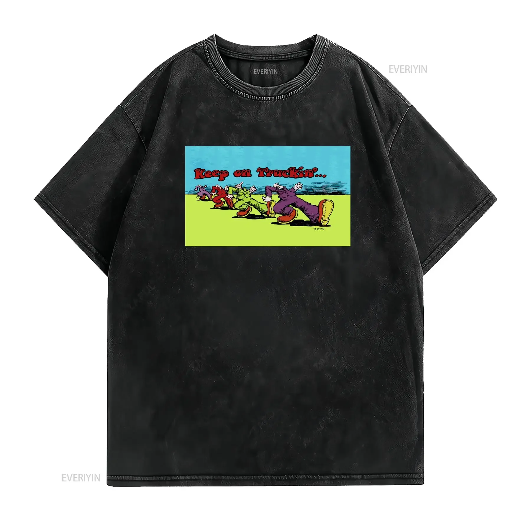 Keep on Truckin by R Crumb Blacklight BLACK T Shirt Size S M L 234XL IK481 vintage Washed Slightly Comfortable graphic Soft