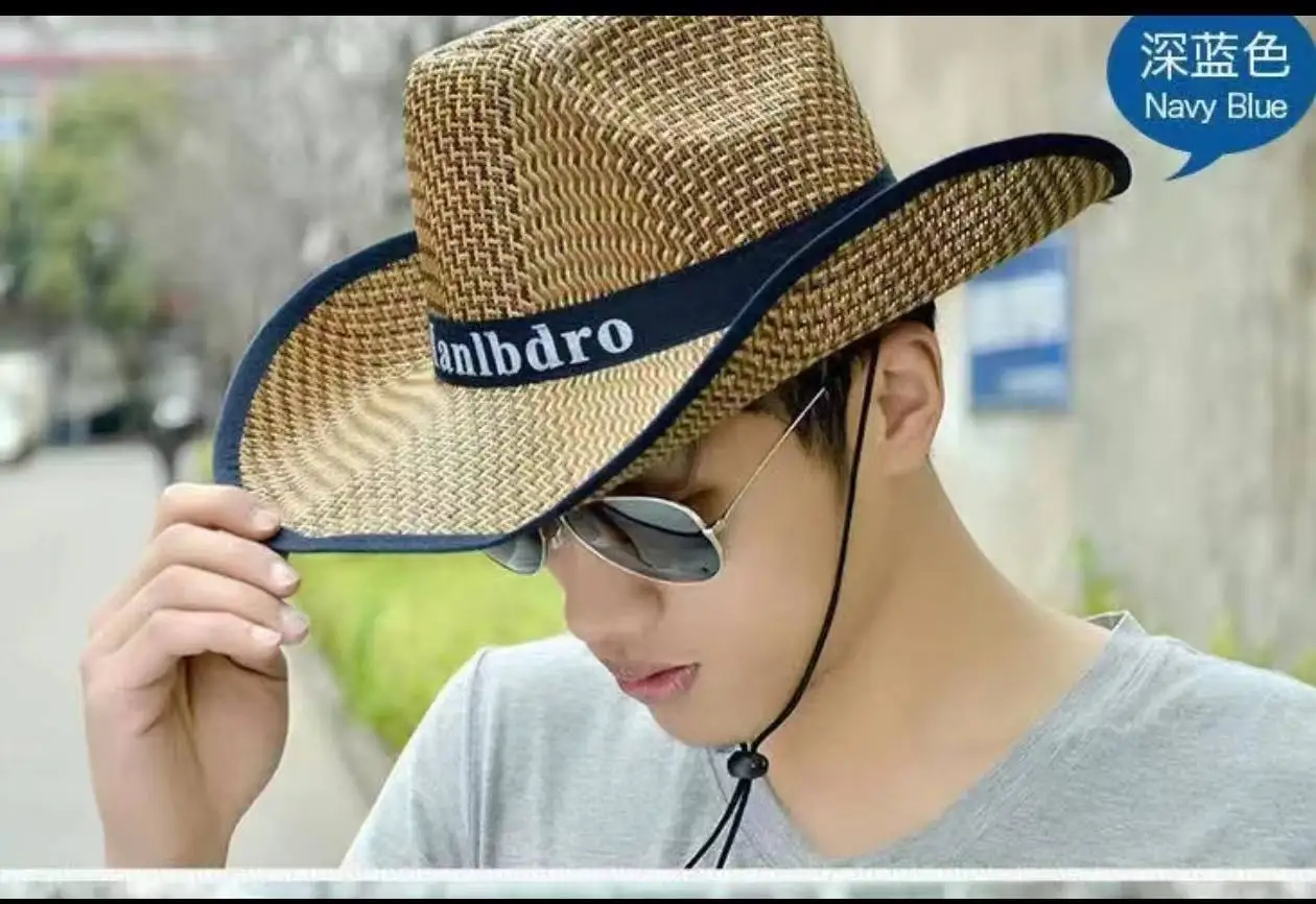 Summer new outdoor sun protection hat Western cowboy hat straw hat British versatile trendy style