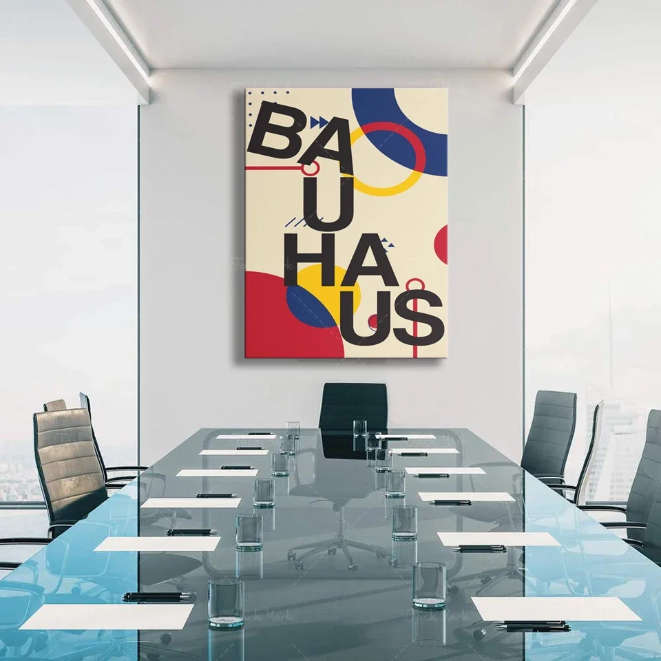 Bauhaus Exhibition Poster Vintage Design Art Print Minimalist Shapes Artwork Industrial Art Painting Retro Home Office Decor