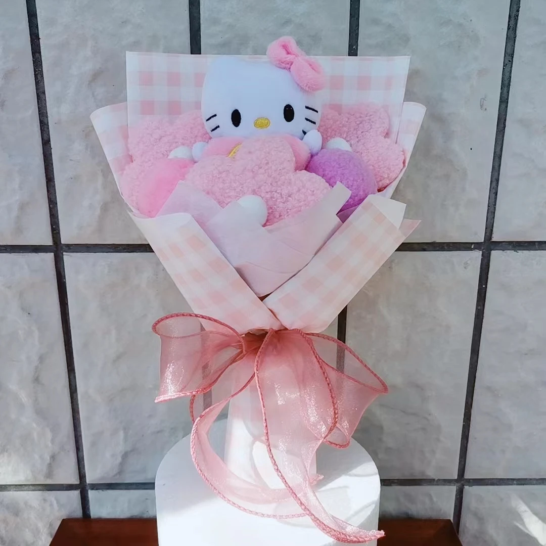 Kuromi Plush Doll Bouquet Sanrio Hello Kitty My Melody Cinnamoroll Stuffed Plushies Valentine's Day Christmas Birthday Gifts