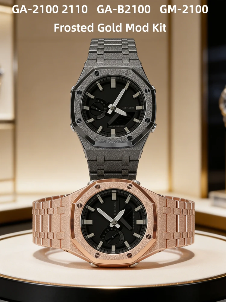 

Розовое золото Дуб рустикальный GA-2100/2110/B2100 GM2100 Модифицированный металлический корпус Браслет CasiOak Нержавеющая сталь Морозное золото Аксессуары для часов
