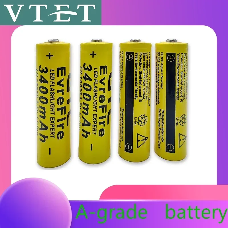 2024 New18650 3.7V 3400mAh Rechargeable Battery for Flashlight Torch Headlamp Li-ion Rechargeable Battery Drop