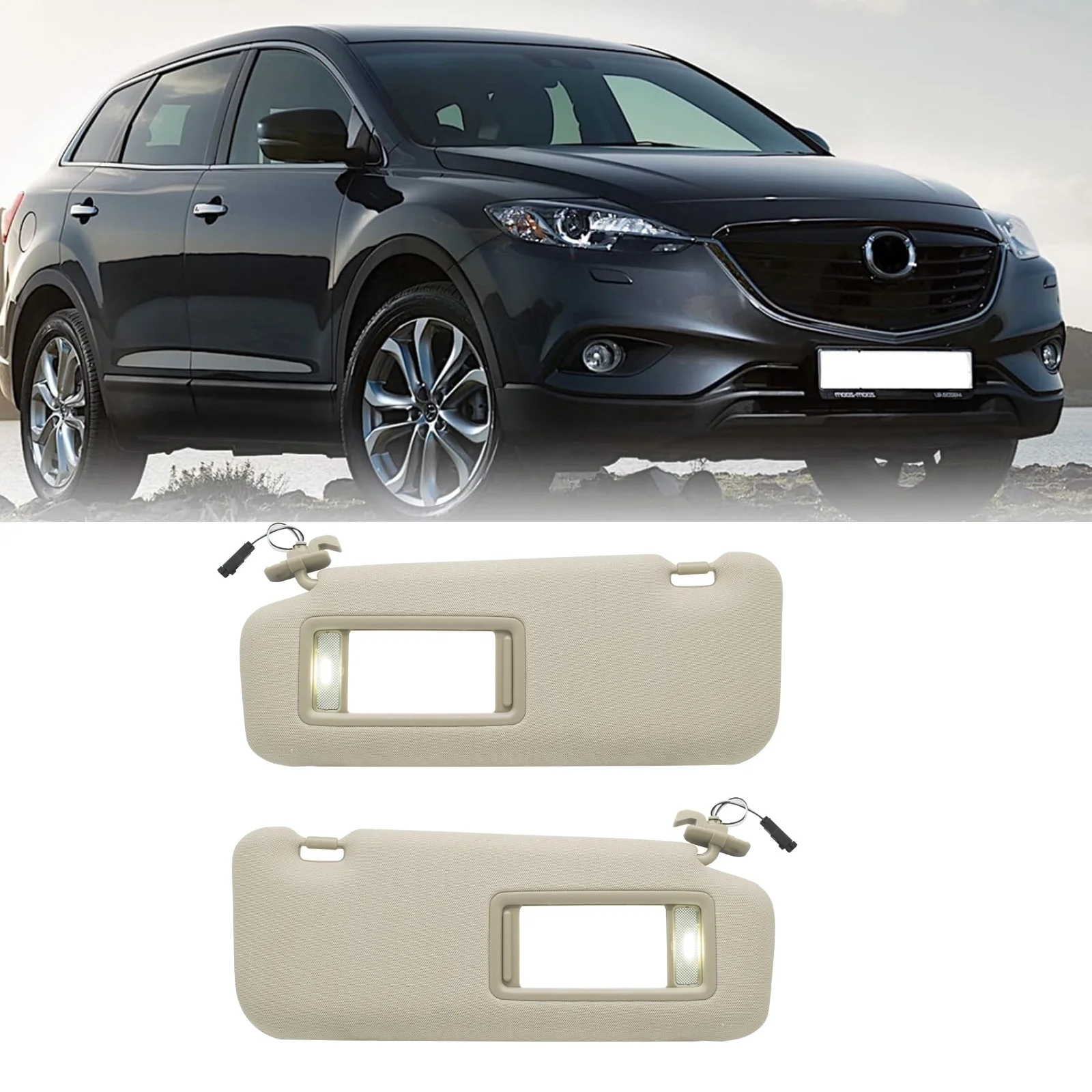 

Sun Visor Left Right Driver Passenger Side Sunvisor Shade For Mazda CX-9 CX9 2010 2011 2012 2013 2014 2015 Shield Sunshade