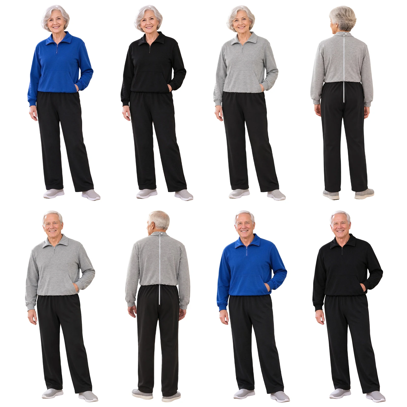 Men Homewear Special Needs Adaptive Clothing Women Elderly Alzheimer ASD Anti-Strip Jumpsuit Pocket Zipper Bodysuit Daily Wear