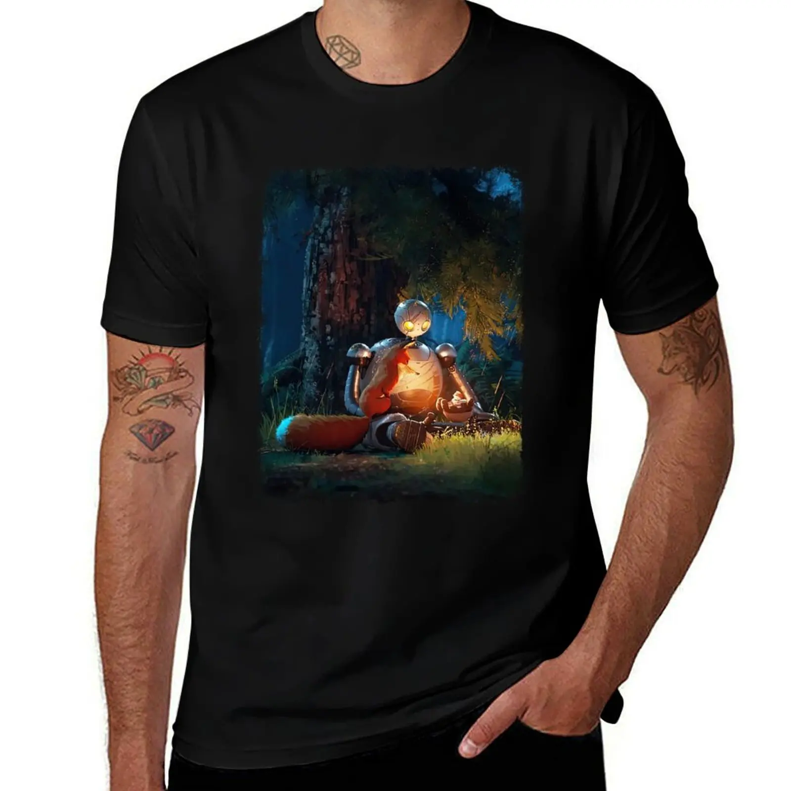 

The Wild Robot Dark Night T-Shirt blanks boys whites kawaii clothes Short sleeve tee men