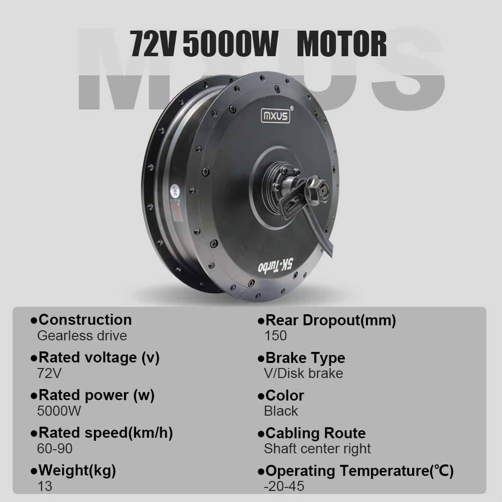 MXUS-motore del mozzo della ruota senza spazzole, Kit di conversione bici elettrica, 48V, 1000W, 2000W, 72V, 3000W, 5000W, marchio MXUS