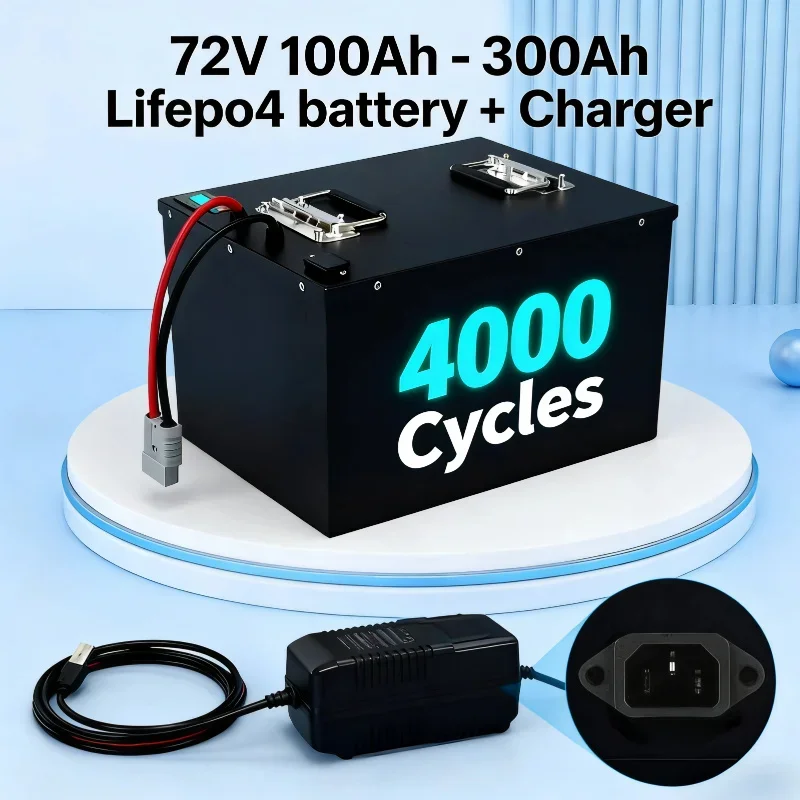72V LiFePO4 Battery Pack 100Ah-300Ah with BMS 4000 Cycles - High Capacity  Phosphate Battery for Solar Energy Storage RV Golf Ca