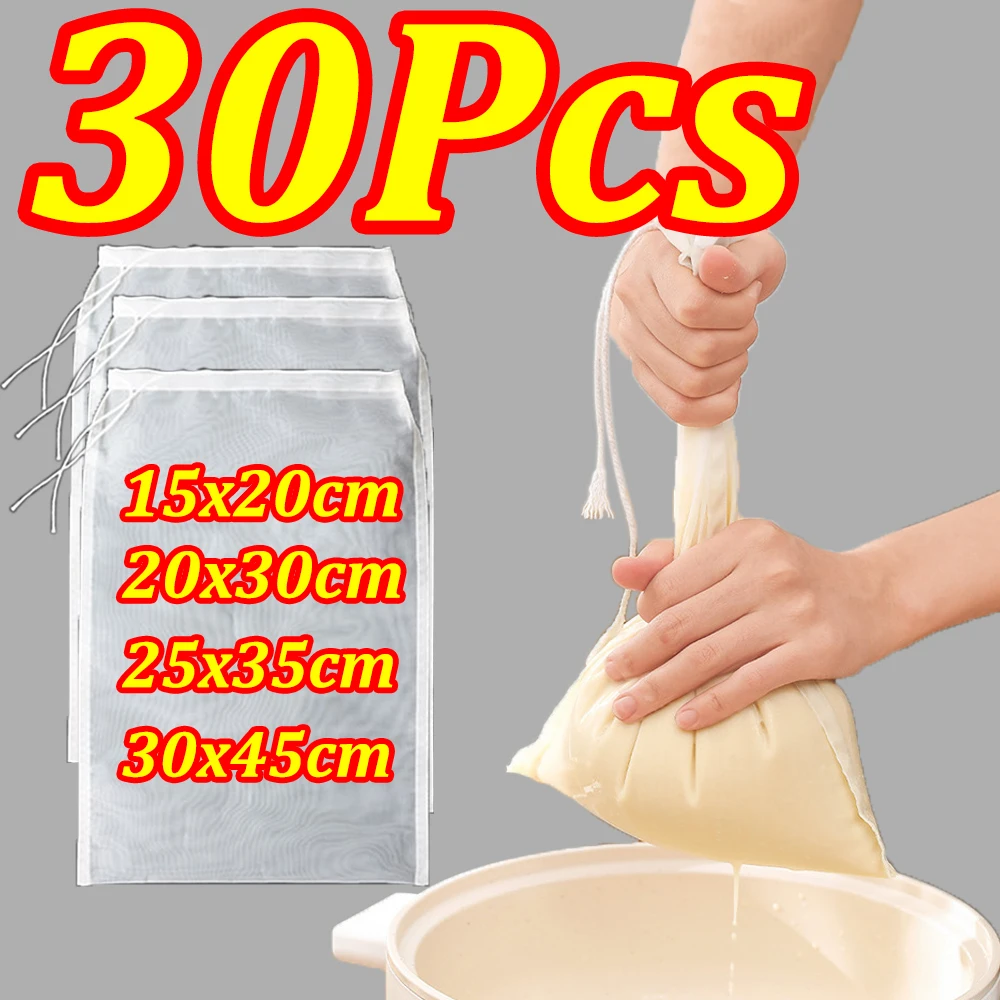1-30 pces saco de filtro de leite de porca de soja 100 malha iogurte grau alimentício saco de filtro de náilon sacos de filtro de cozinha filtro de filtragem de chá malha