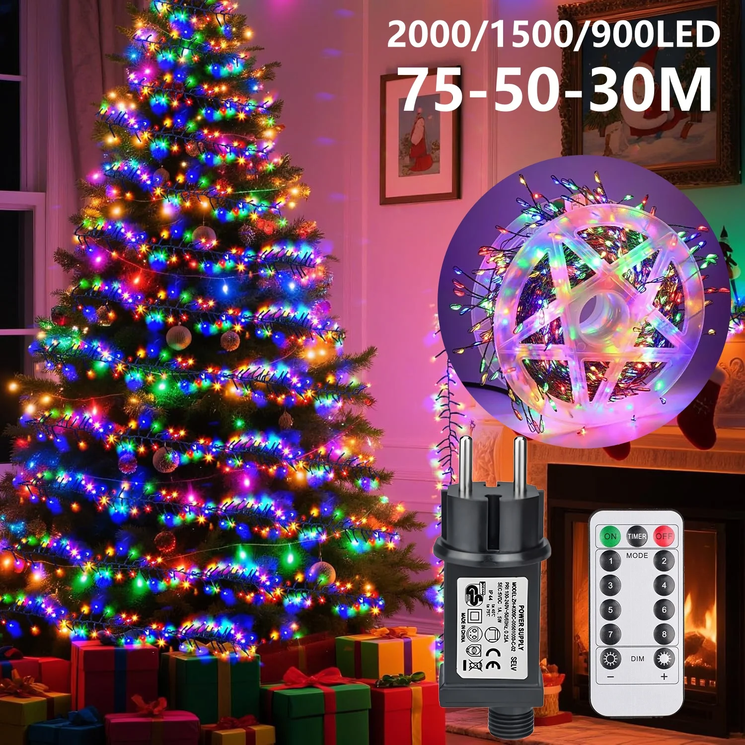 Led سلسلة أضواء في الهواء الطلق الألعاب النارية الجنية ضوء سلسلة الاتحاد الأوروبي/الولايات المتحدة تيار مستمر الطاقة أضواء الأسلاك النحاسية لحفل الزفاف شجرة عيد الميلاد مصباح ديكور #1