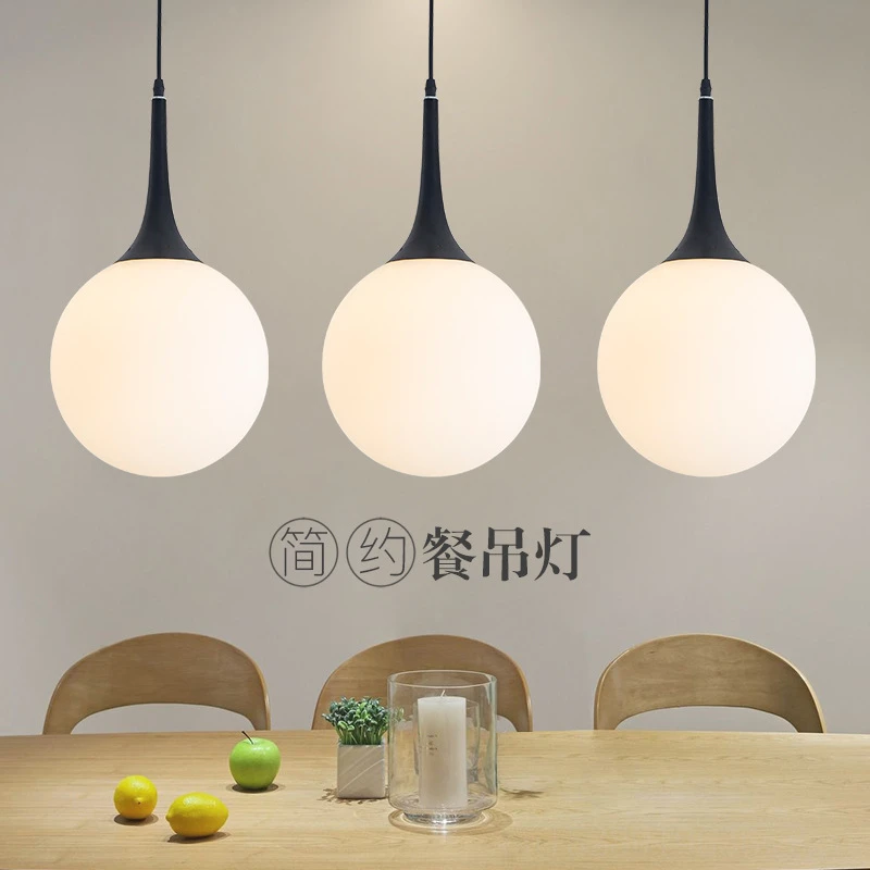 Modern White Glass Ball Pendant Lights Loft LED Hanging Pendant Lamp for Living Room Lighting Home Black White Horn Fixtures