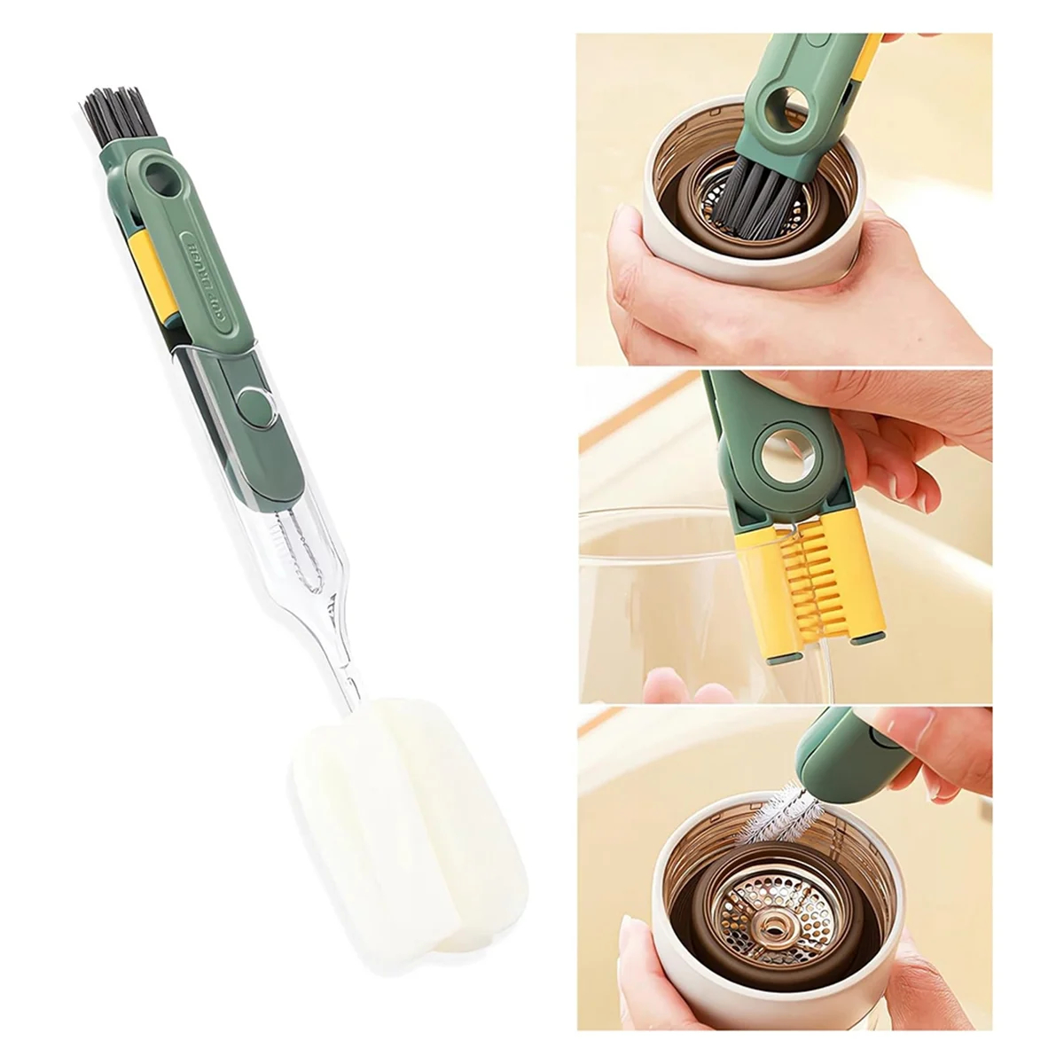 5-In-1 Bottle Cleaning Brush, Multifunctional Cleaning Brush for Lid Crevice & Bottle, for Cleaning Bottle Water Bottles