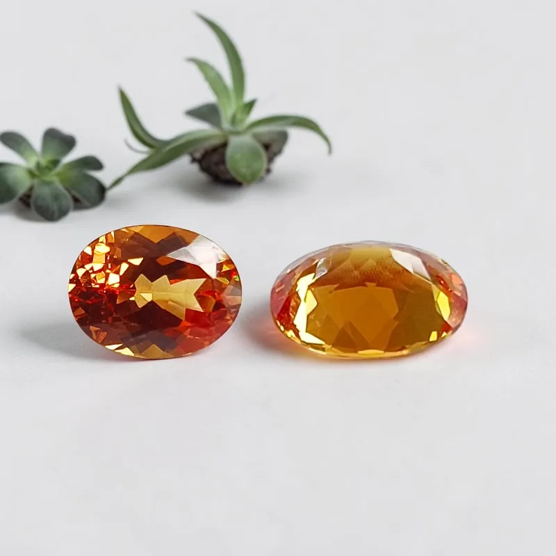 Laborgezüchteter Saphir, loser Stein, runder Schliff, orangefarbene Charms-Perlen für die Schmuckherstellung, wählbares AGL-Zertifikat – Detail 2
