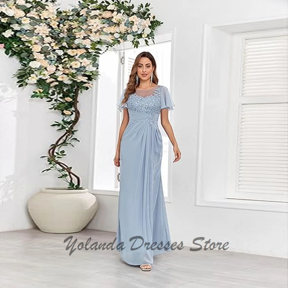 

Customized Scoop Neck Mother of The Bride Dresses for Wedding Appliques Lace Formal Evening Gown Pleat Wedding Guest Dress 2025