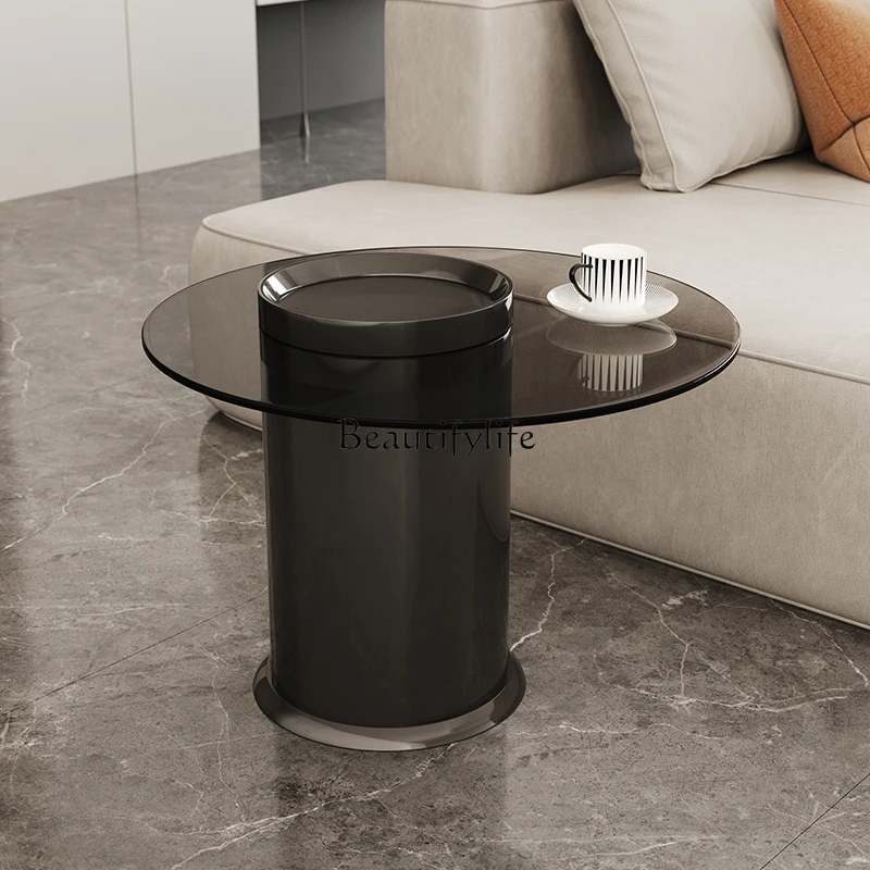 

Italian minimalist sofa with glass edge