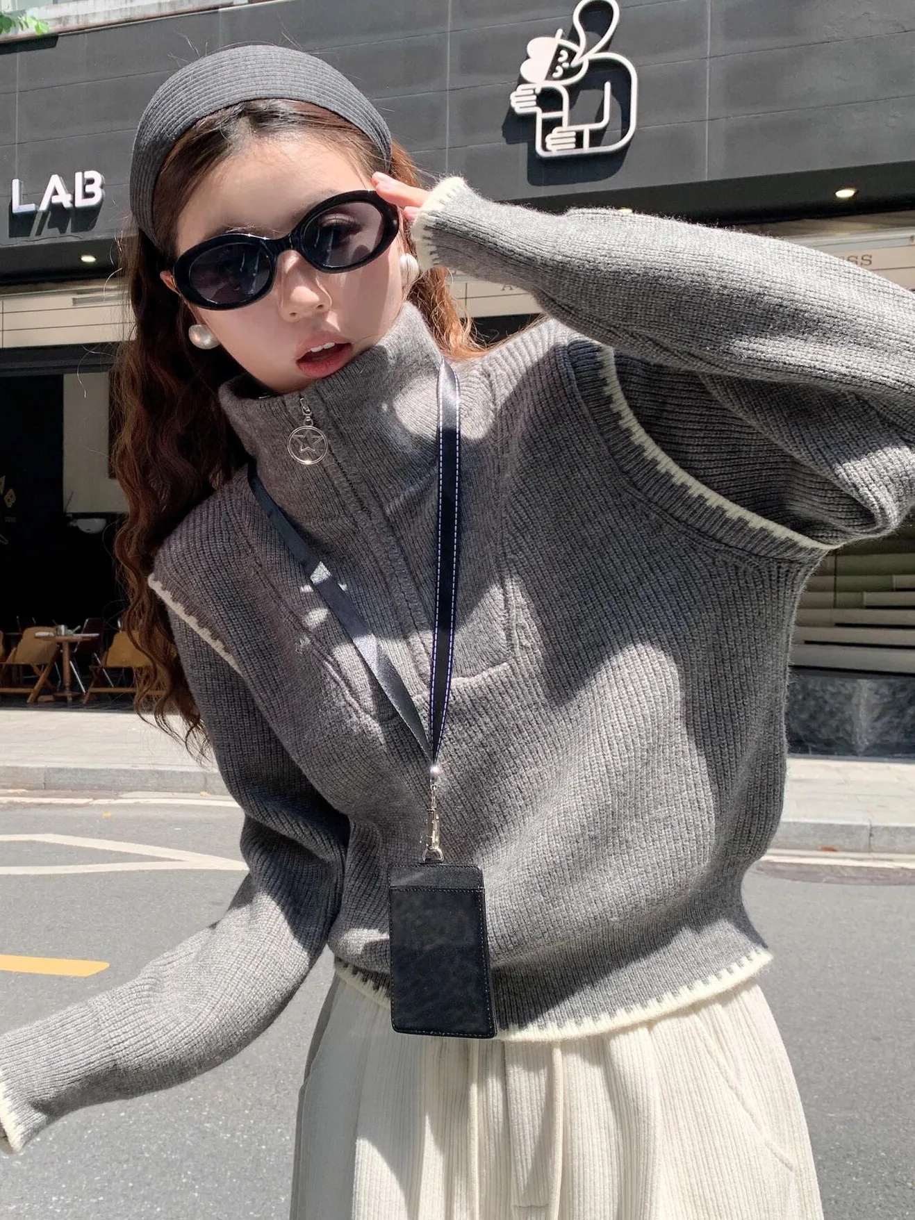 

Women's High Collar Sweater with f Zip Loose Long Sve Knitwear Autumn Winter New Sle Faionable Casual Commute