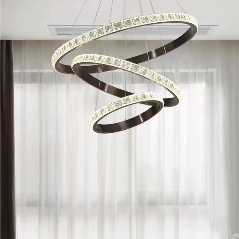 Lampadario da soggiorno ad anello Nordic light lusso postmoderno semplice creativo cristallo quadrato