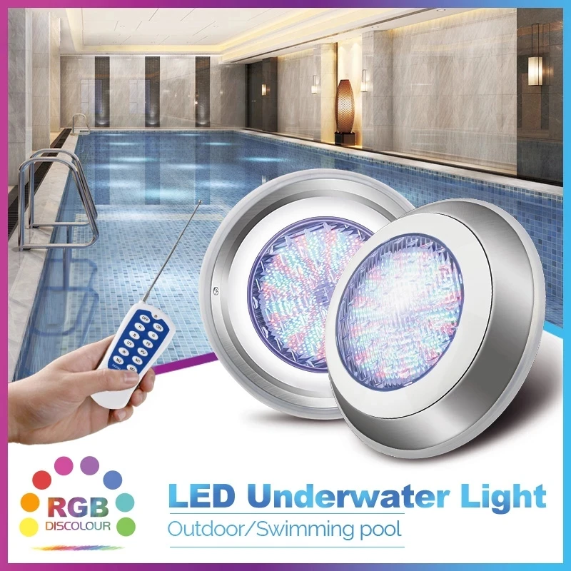 Foco de Luz Led para Piscina, foco de 12V, resistente al agua ip68, montado en la pared, de acero inoxidable, 12w, 18w, 25w, 35w, 45w, RGB, para exteriores