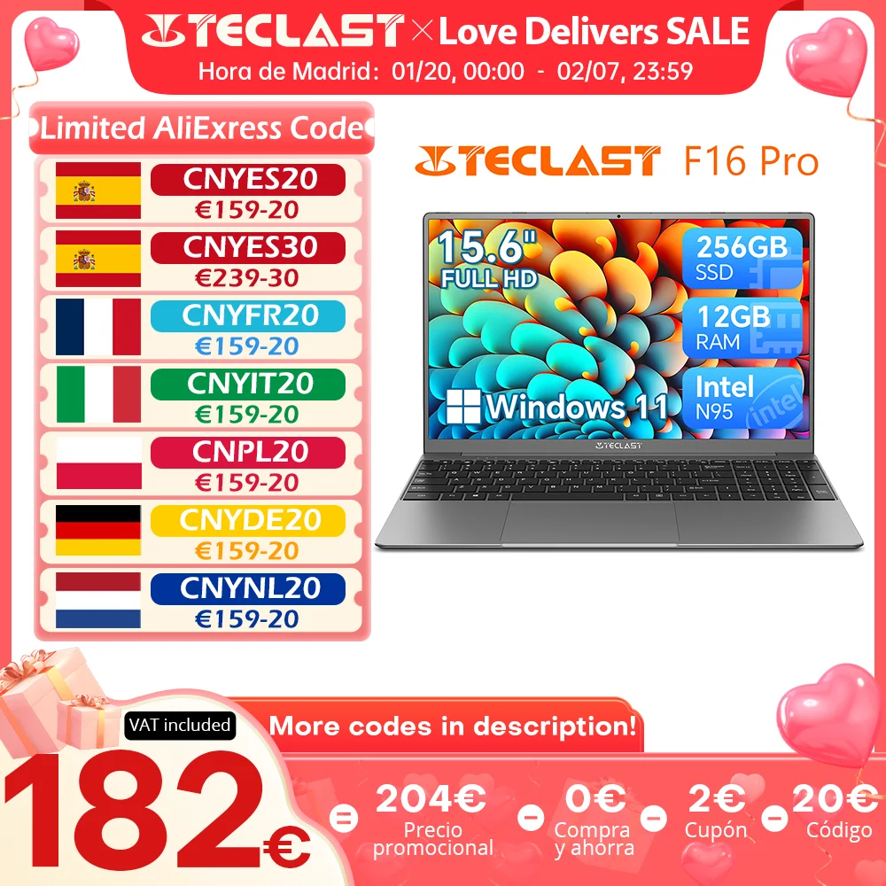 【New】 Teclast F16Pro Laptop 15.6 inch, 12GB + 256GB / 16GB + 512GB, for CPU Intel N95, IPS FHD 1080P screen, backlit keyboard