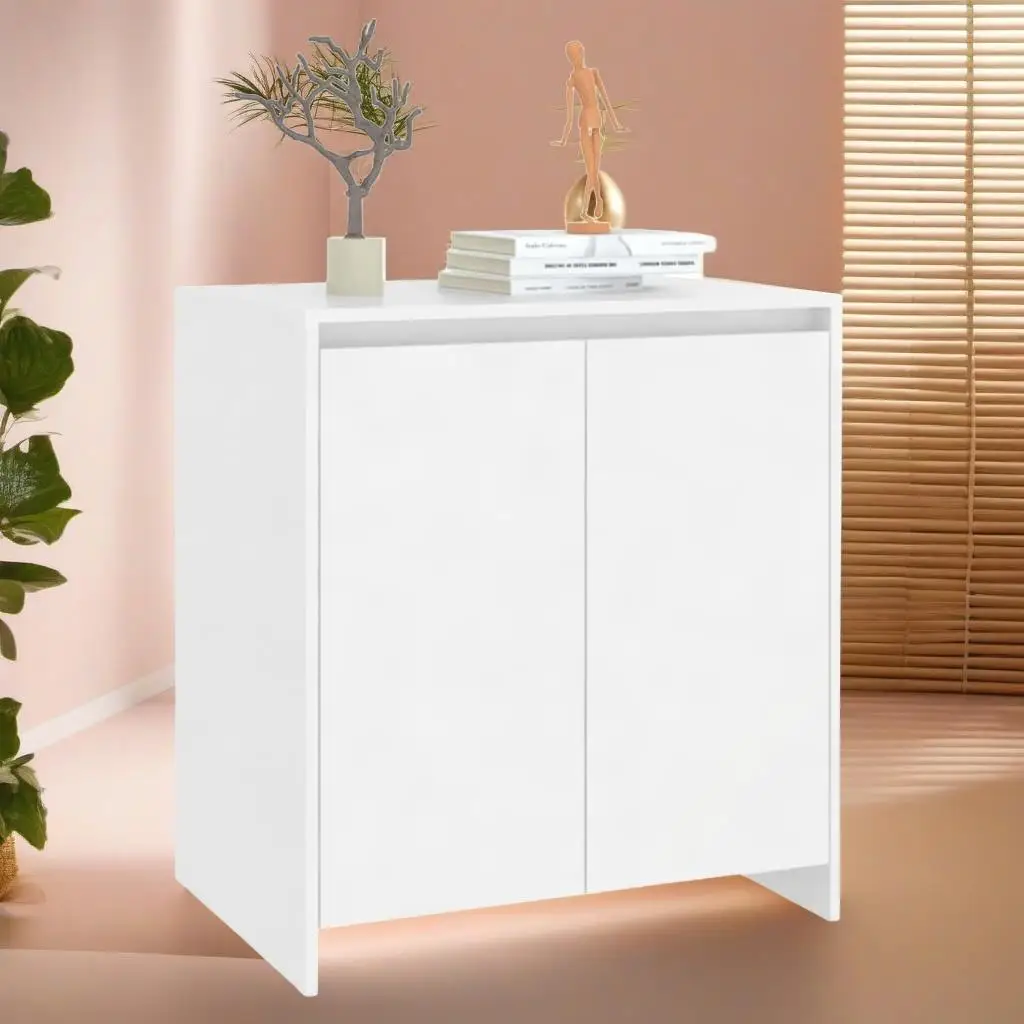 Modern White Sideboard 70x41x75 cm - Durable Engineered Wood Storage Cabinet