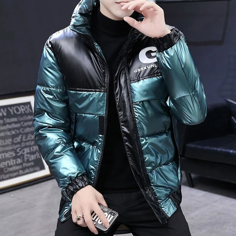 Men's Padded Jacket Man Male Casual Down Cotton Coat For Korean Fashion Winter Clothes Men Bright