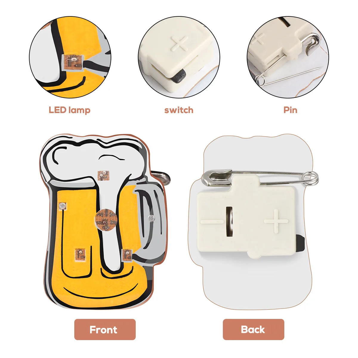 

Glowing Beer Mug Led Brooch Flashing Light Badge Clip Party Bag Fillers Light Up Mug Decoration Durable Shining Friends Ktv