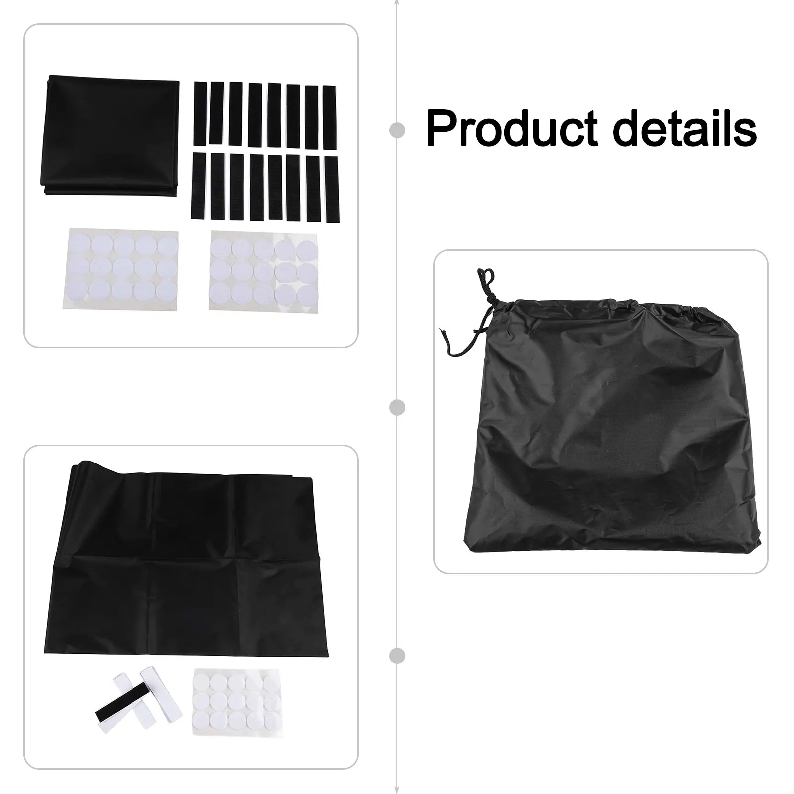 

100*200cm Blackout Curtain Blackout Curtain For Car Trips DIY-Friendly Double-Sided Polyester Self-Adhesive Hook Ring