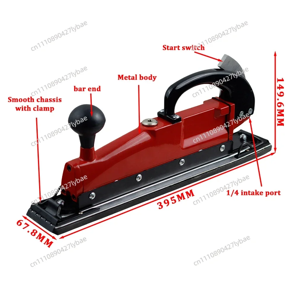 395x67mm Pneumatic Straight Line Air Sander Twin Piston Longboard Polisher Metal Wood Floor Buffing Machine 3000 RPM