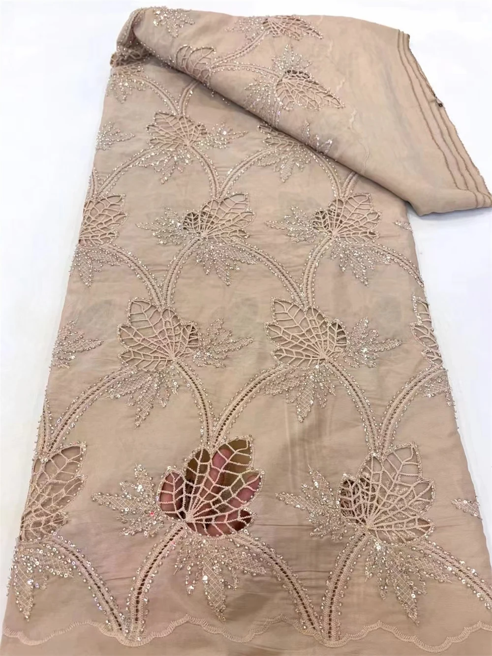 luxury fabric 2024 High Quality African Lace Fabric 100%cotton Swiss Voile Lace With stones Nigerian Chiffon Popular Dubai Style