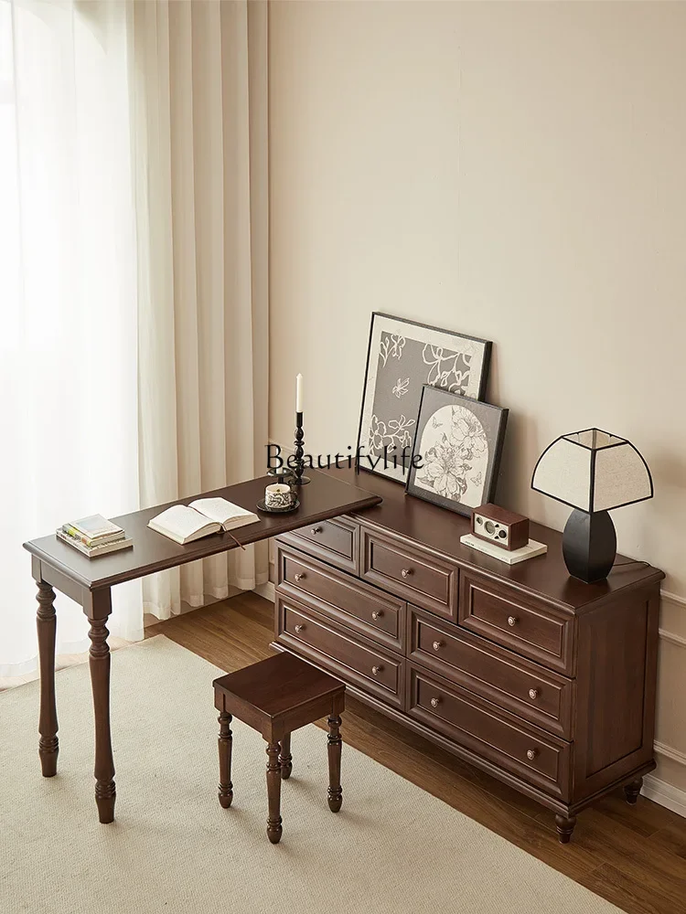 

yj5 Solid Wood Large Capacity Storage Cabinet Walnut Wood Bedroom Bedside Multifunctional Cabinet