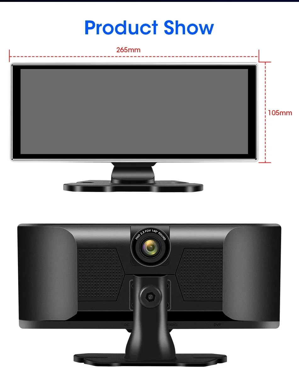 Srnubi 11,26" Dash Cam Rück Carplay Android Auto 4K DVR Navigation Player Dual Lens Recorder Dashboard WIFI BT AUX GPS FM – Detail 23