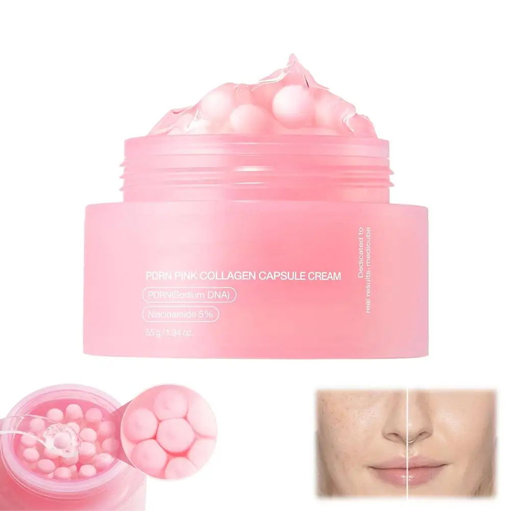 PINK COLLAGEN CAPSULE CREAM 5% Niacinamide Hydrolyzed Collagen Deep Hydrating Jelly Cream Moisturizer Plump,Nourished Skin Care