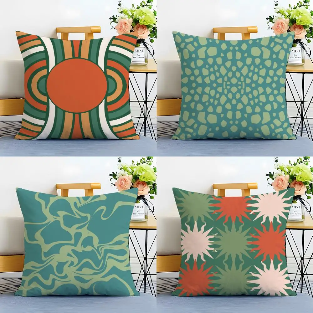 Bohemia Green Cushion Cover Linen Pillowcase Soft  for Sofa Bed Home Room Decor