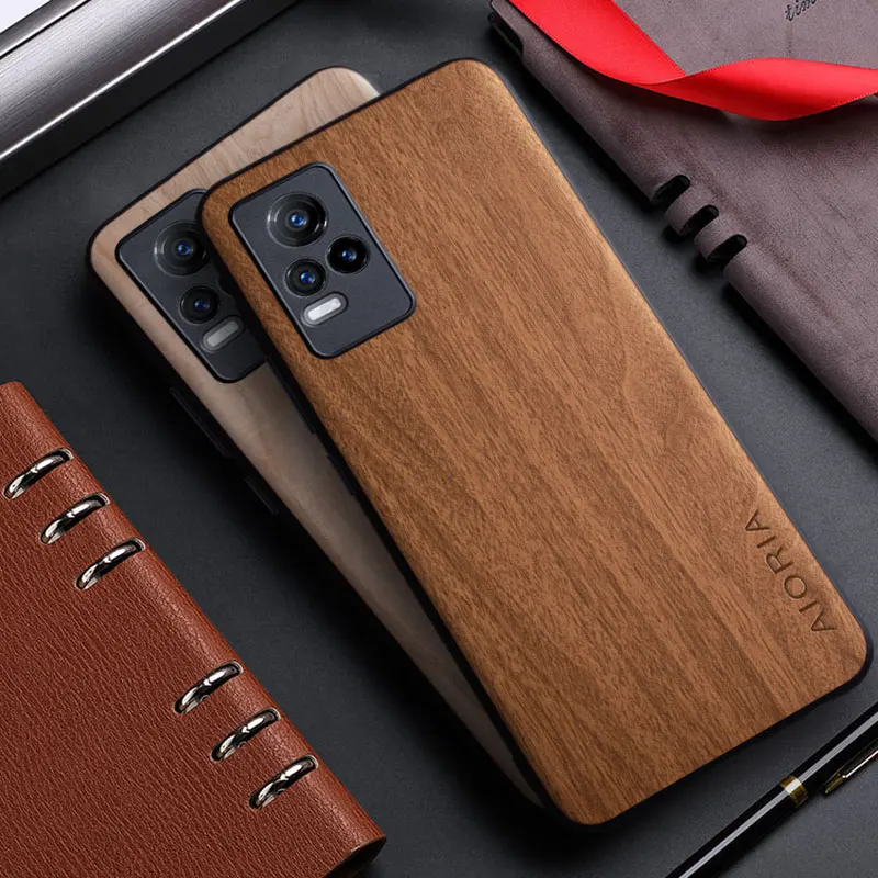 Case for Vivo V21e V21 Y21 4G funda bamboo wood pattern Leather Desihn coque back cover for vivo v21e 4g y21 v21 phone case capa