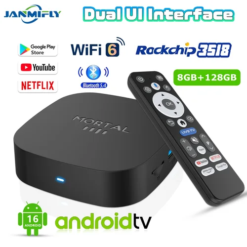 2025 nuevo T1 + 8K HD TV Box Android 16,0 RK3518 Quad Core 8GB RAM 128GB ROM Dual Wifi 2,4G/5,8G reproductor multimedia de cine en casa