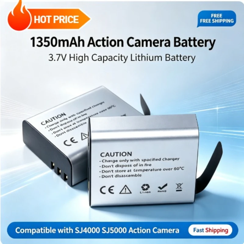 1350mAh PG1050 Li-ion Battery for SJCAM SJ4000 SJ5000 SJ5000X SJ6000 M10 WIFi 4K SJ9000 H9 H9R H3R H8 H8R Sport Action Camera