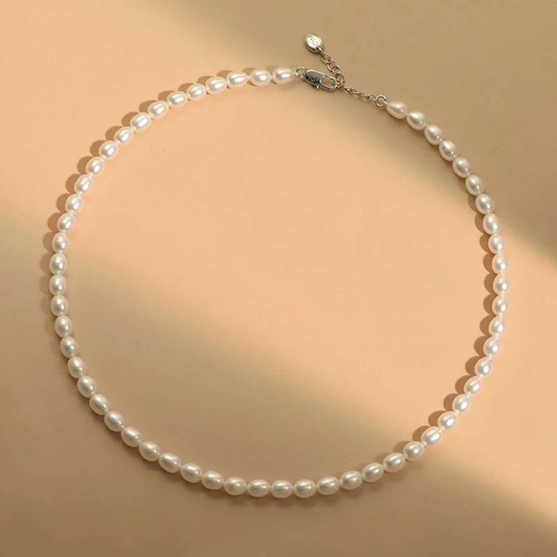 

Natural Freshwater Pearl Necklace, Women's Light Luxury Fashion Necklace, Collarbone Chain, Sweater Chain, Gift for Mom