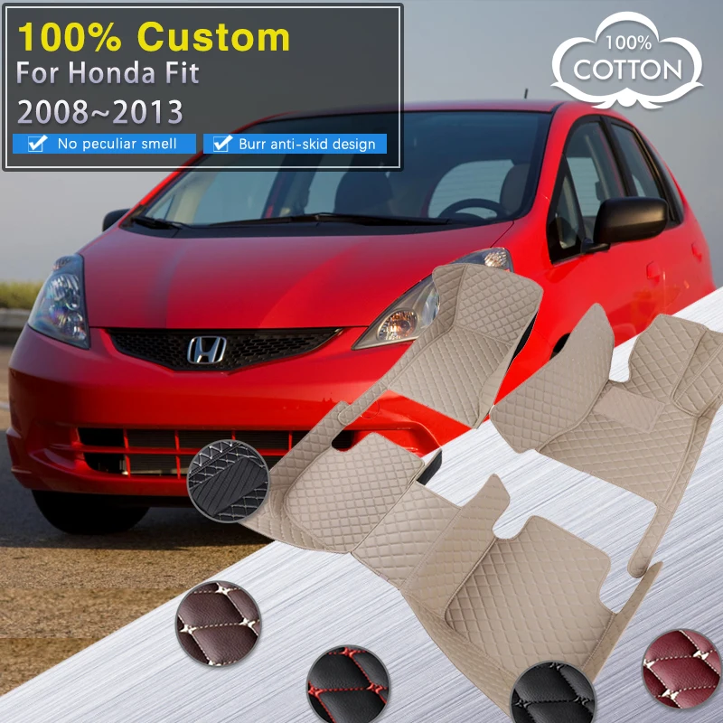 

Автомобильные коврики для Honda Fit Jazz GE 2008 ~ 2013, коврик с защитой от грязи, прочный коврик, роскошный кожаный коврик, аксессуары для салона автом...