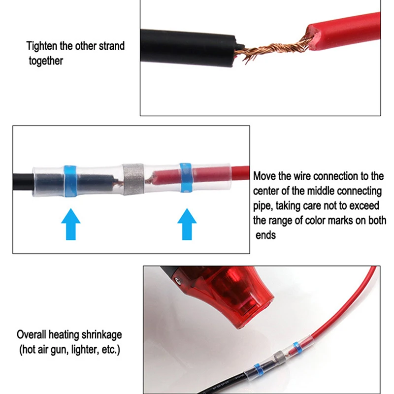 50Pcs Heat Shrink Solder Waterproof Seal Wire Splice Connector Wire Connector Shrinkage Solder Sleeve Heat Shrink Tube Kit