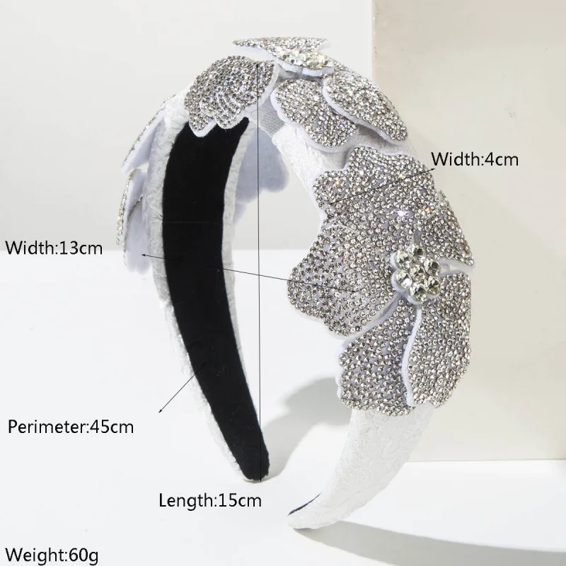 Ytterbium Sen Korean version of retro baroque style inlaid with diamonds, three flower headbands, femininity, high-end banquet h