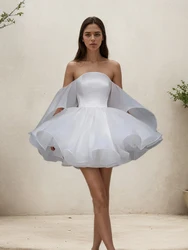 Elegant Short Homecoming Prom Dresses Strapless Party Dress Off shoulder Evening Gown Tiered Vestidos Noche
