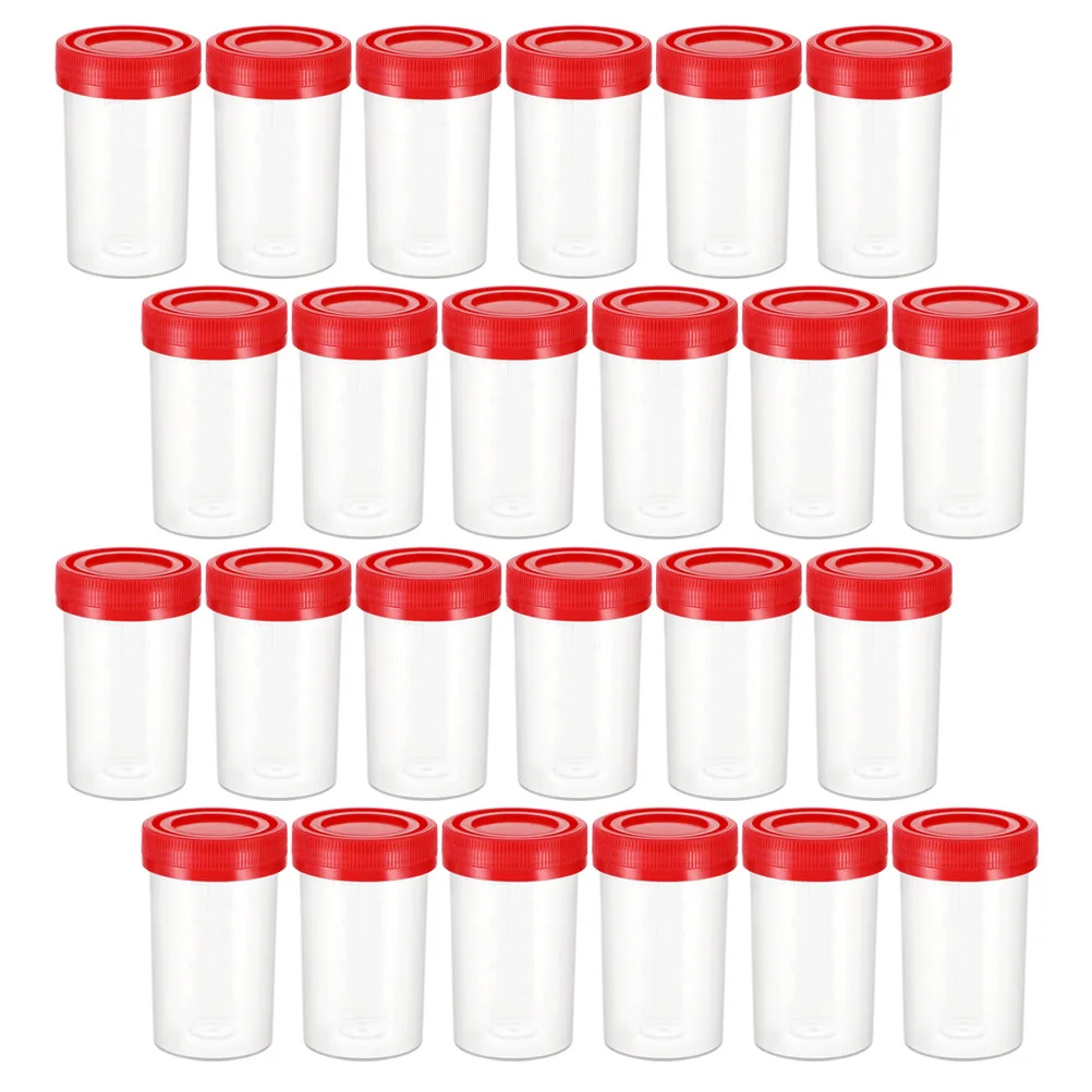 

50 Pcs Collection Cup Urine Sample Pot Screw Cap Specimen Plastic Laboratory for