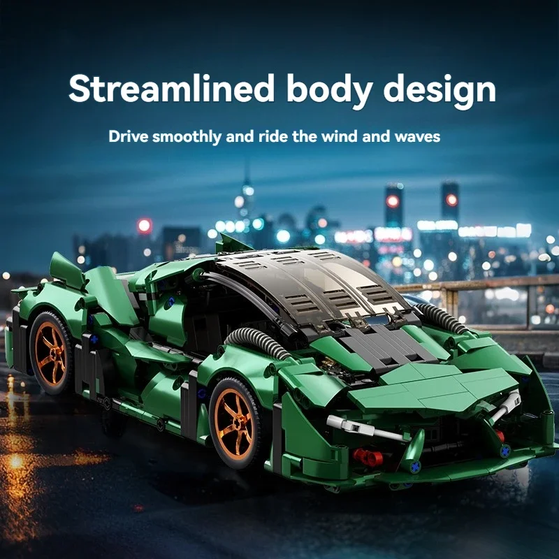 Supercar Model Brick Kit Creatief 1000 stuks Technische MOC-stijl Groen Desktop Collectible Vakantiecadeau Heren Dames Kinderen
