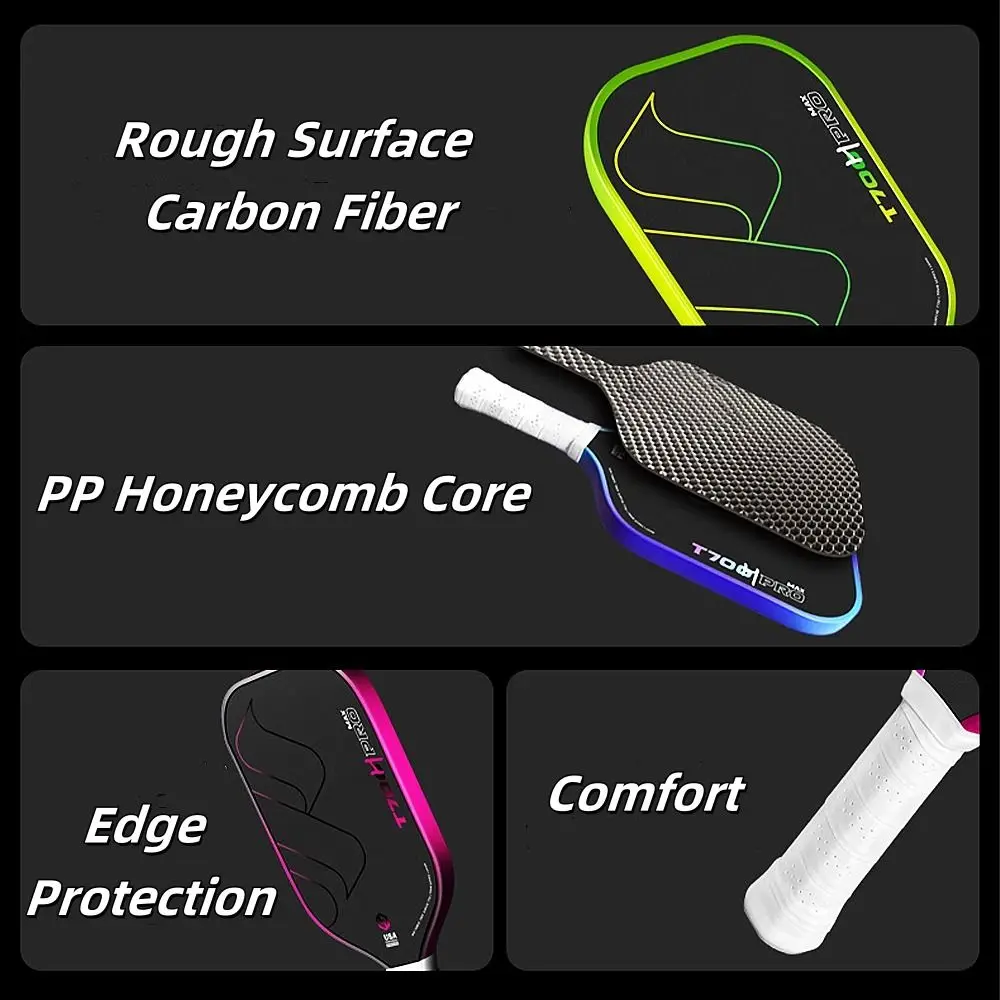 Raquetas Pickleball T700 fibra carbono con agarre antideslizante