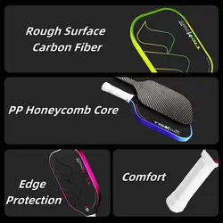 Raquetas Pickleball T700 fibra carbono con agarre antideslizante